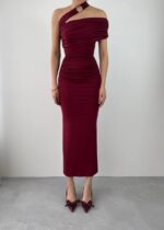 Deluxerie Kadın Bordo Uzun Elbise MF-152390