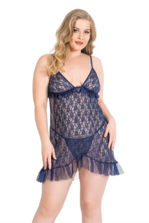 Deluxerie Grote Maten Babydoll Set Pansie