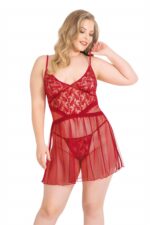 Deluxerie Grote Maten Babydoll Set Perla