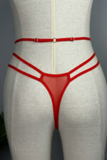 Kırmızı Fantezi Seksi Taş Detaylı String Tanga MBU-9006
